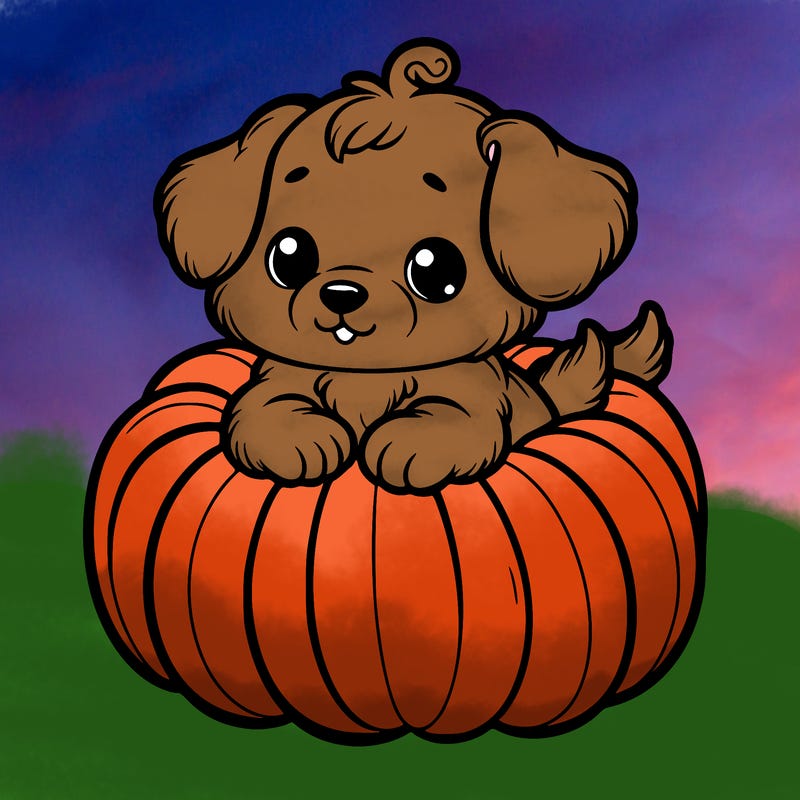cute little puppy in a pumpkin