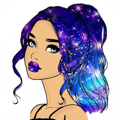 realistic girl with a ponytail on her hair and lips