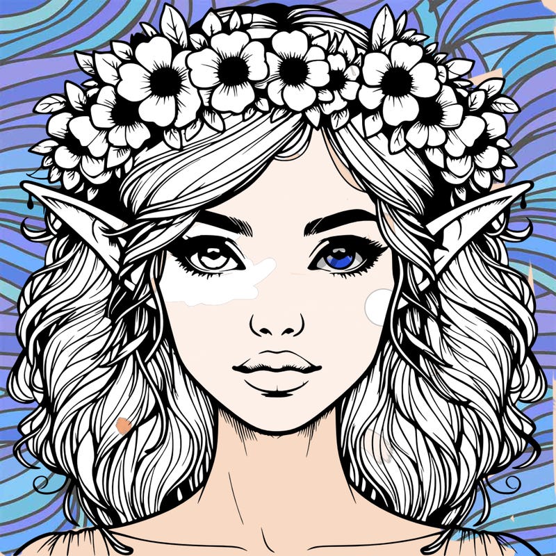 realistic female elf with flower crown