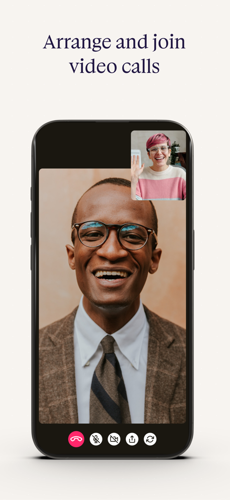 Salve - A smartphone screen showing the Salve app video call interface for remote fertility clinic appointments