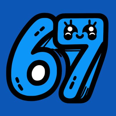the numbers 67
