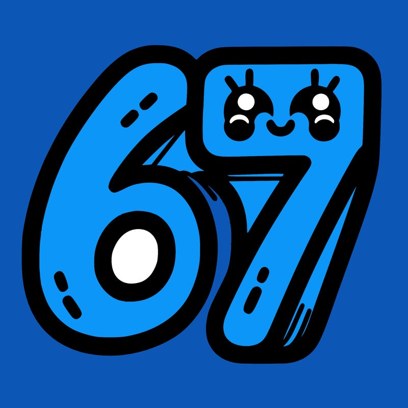the numbers 67