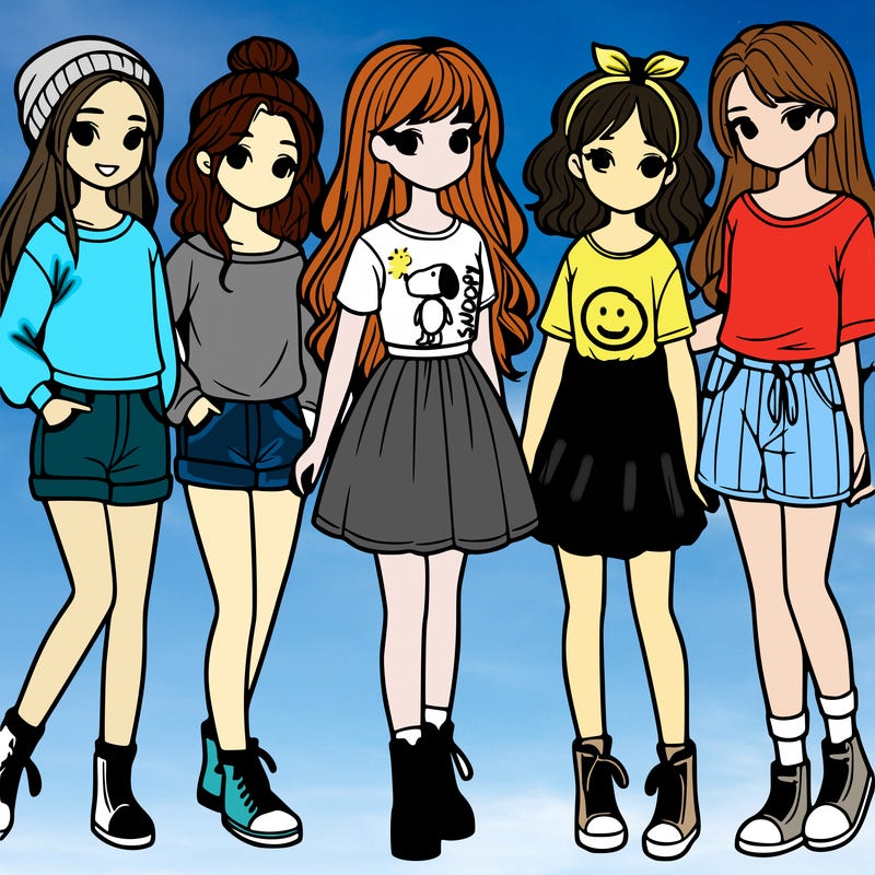 a group of five girls