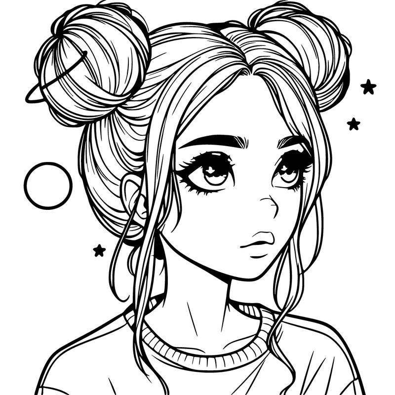 realistic girl with space buns