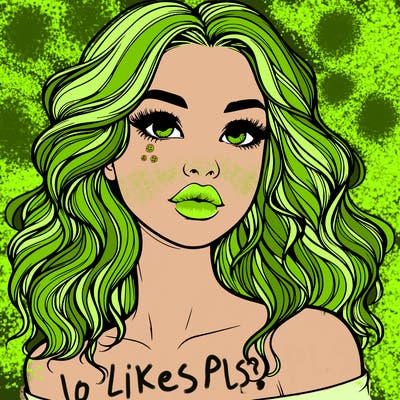 realistic girl with wavy hair and lips