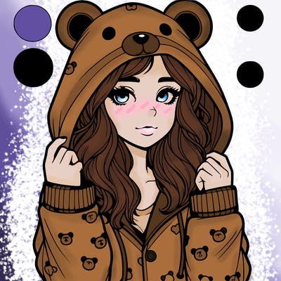 realistic girl in a animal pjs hoodie