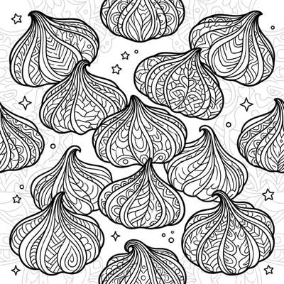 Satisfy your creative cravings with this delightful Zentangle Meringue Cookies coloring page. Explore intricate patterns on each sweet treat for a truly immersive and relaxing artistic escape.