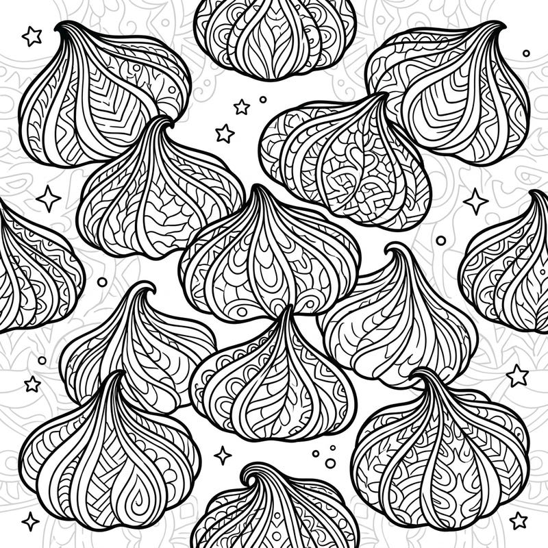 Satisfy your creative cravings with this delightful Zentangle Meringue Cookies coloring page. Explore intricate patterns on each sweet treat for a truly immersive and relaxing artistic escape.