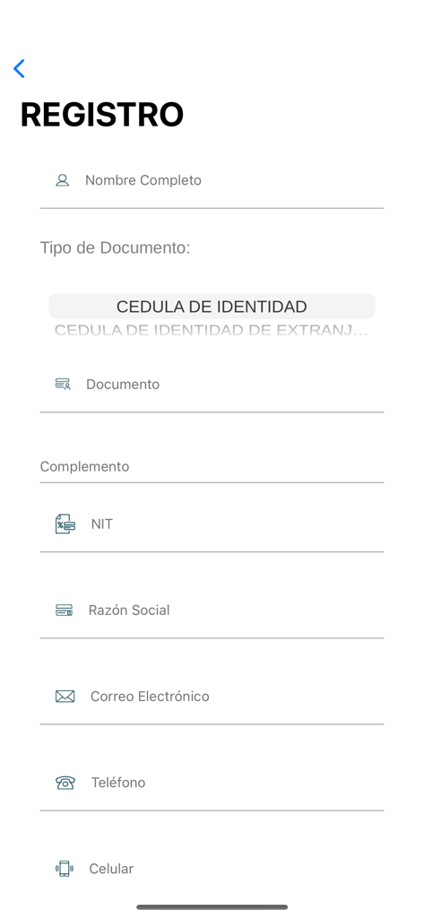 Mixo app registration screen with user information fields