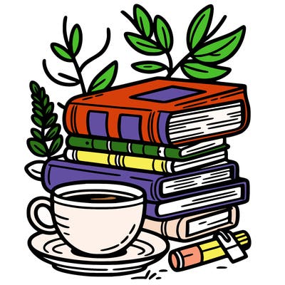 tea cup with books