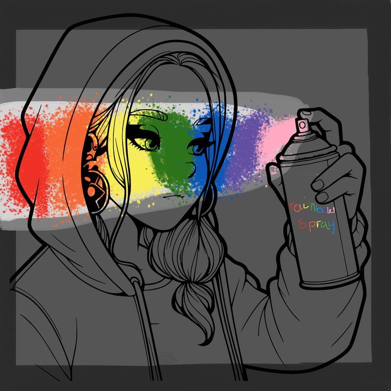 a realistic girl, spray painting