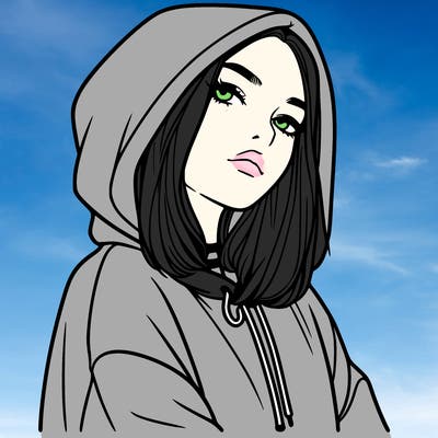 a realistic girl in a hoodie