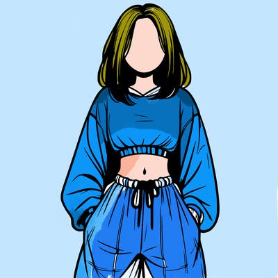 realistic girl faceless with baggy pants and a crop top