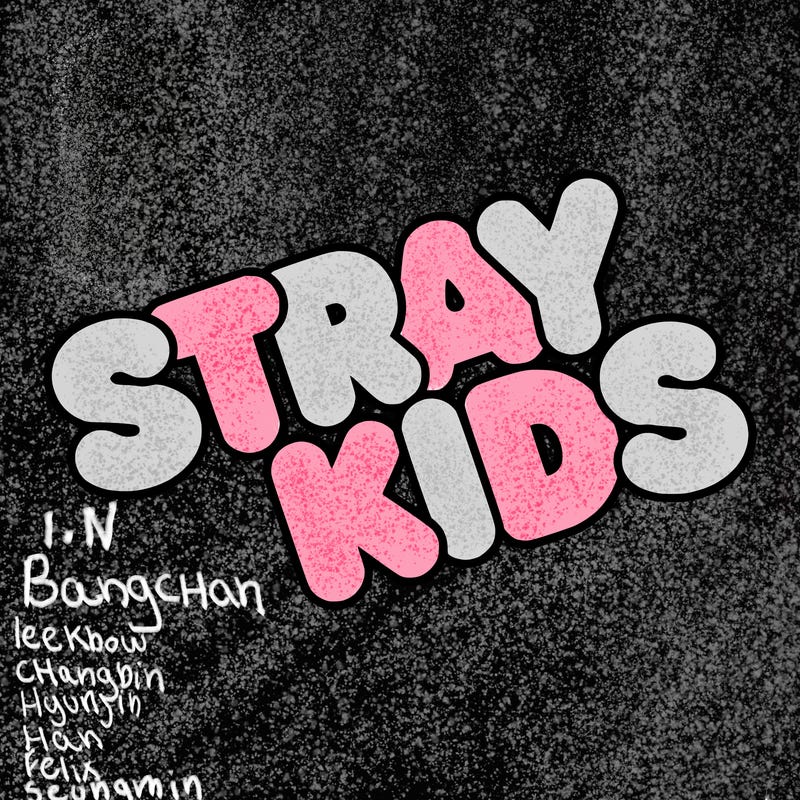 bubble letters saying stray kids