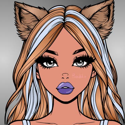 realistic girl with fox ears and realistic lips