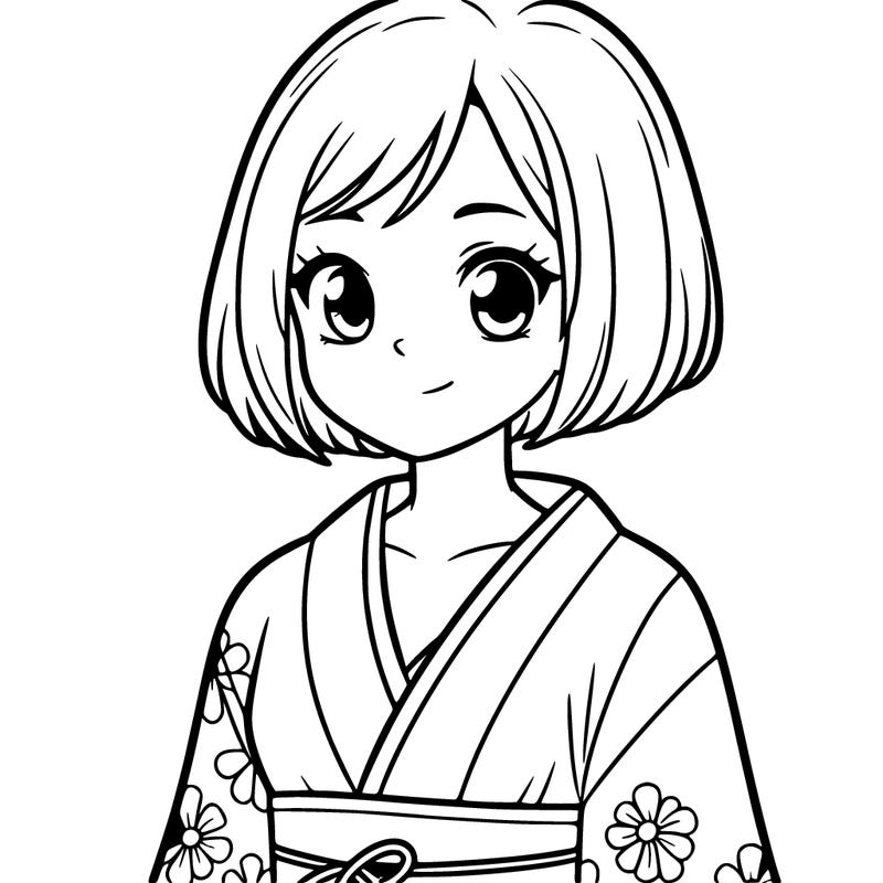 teenager, young girl. japanese dress short hair