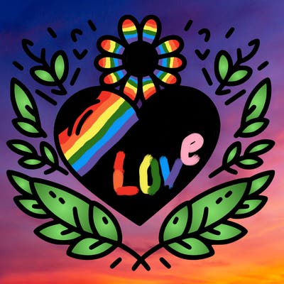 heart with a flower outlining around it