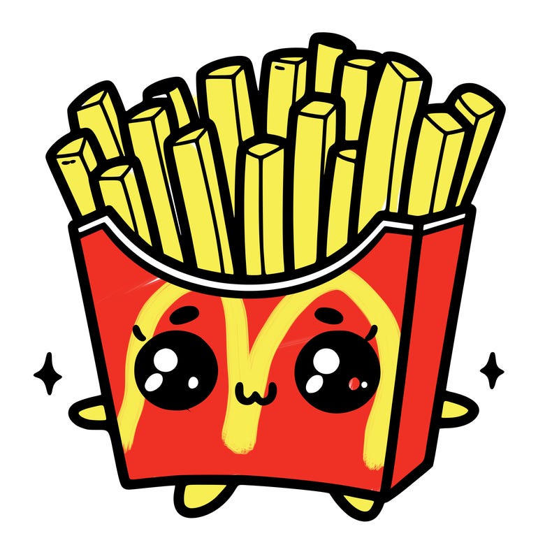 a cute. french fries