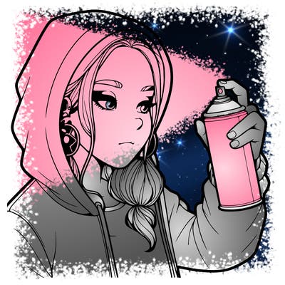 a realistic girl, spray painting