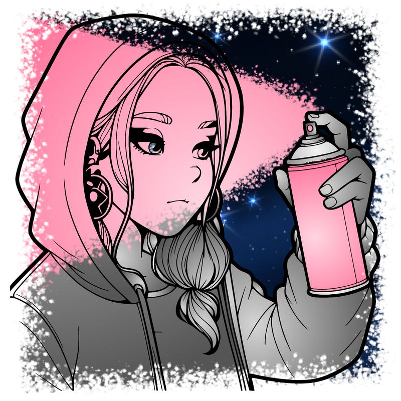 a realistic girl, spray painting