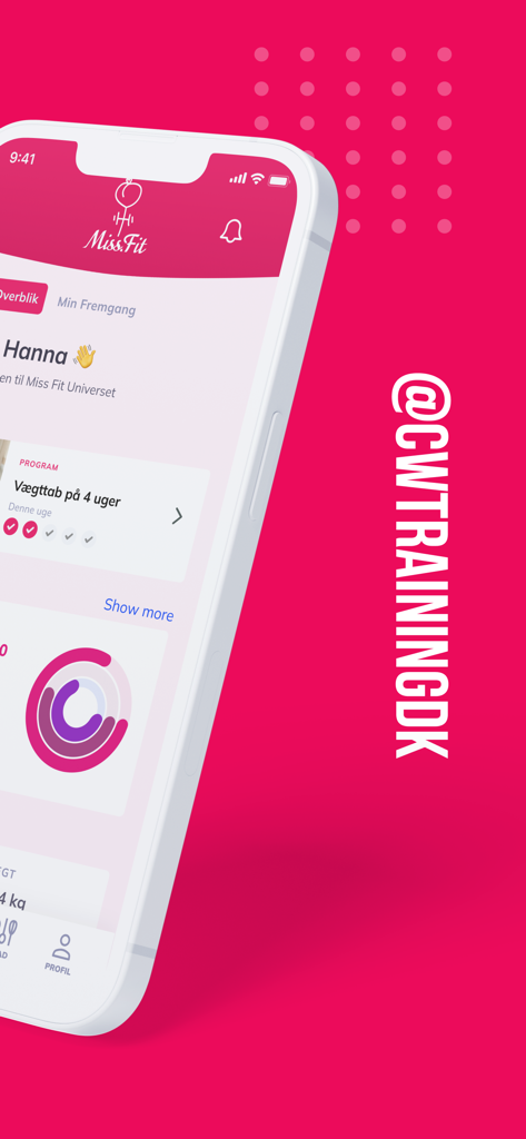 Miss Fit - Miss Fit app interface on a smartphone showing a personalized fitness dashboard and activity tracking