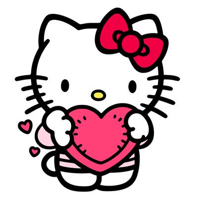 hello kitty holding a heart