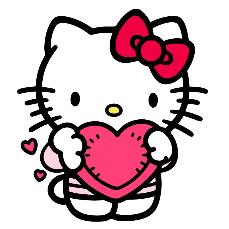 hello kitty holding a heart