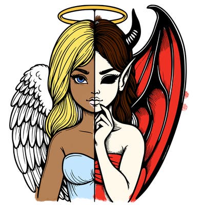 realistic angel half demon