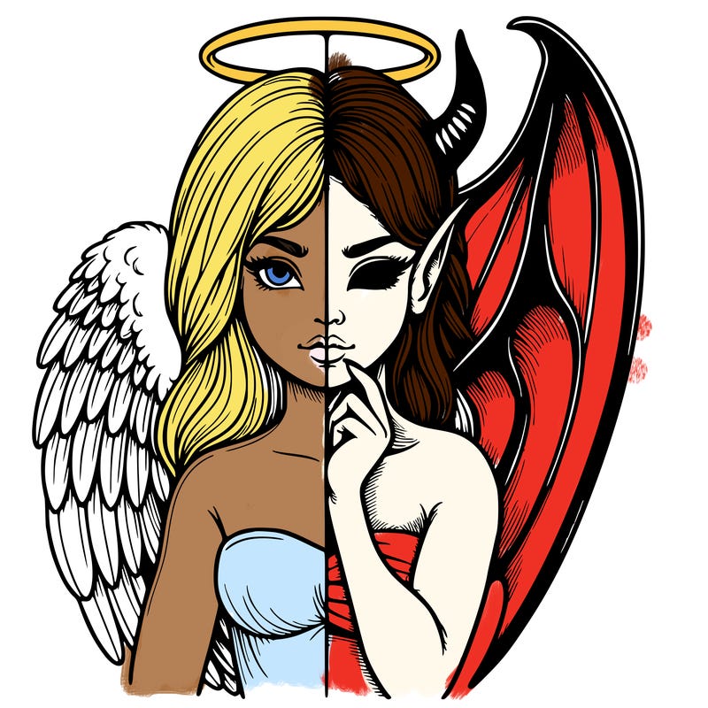 realistic angel half demon