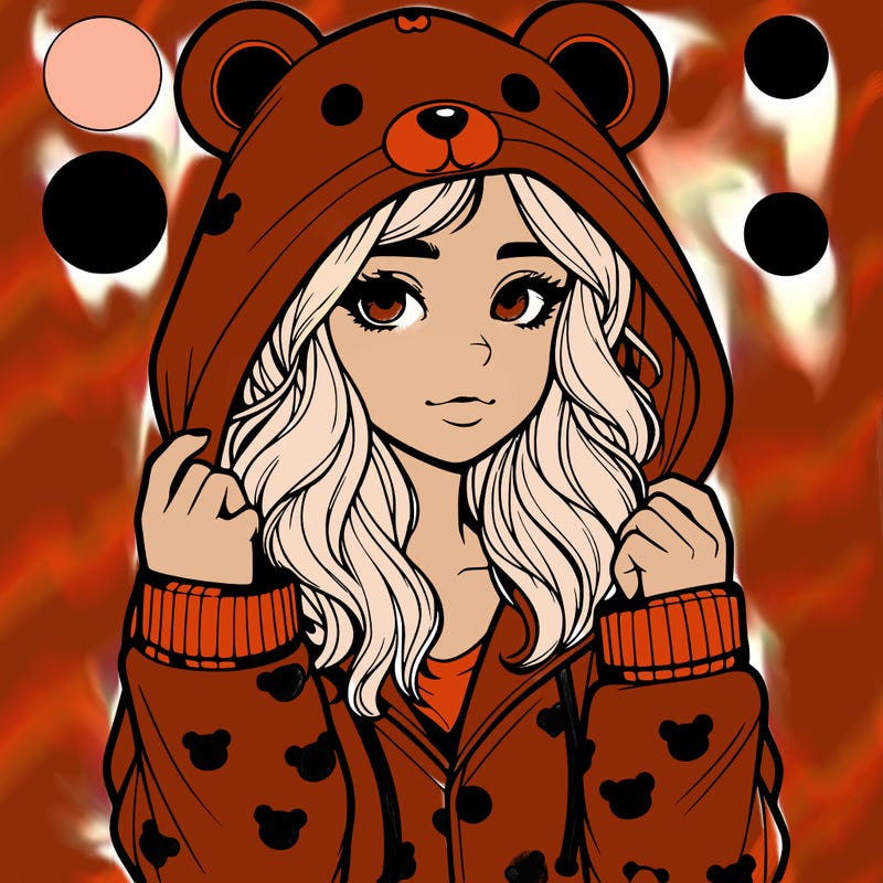 realistic girl in a animal pjs hoodie
