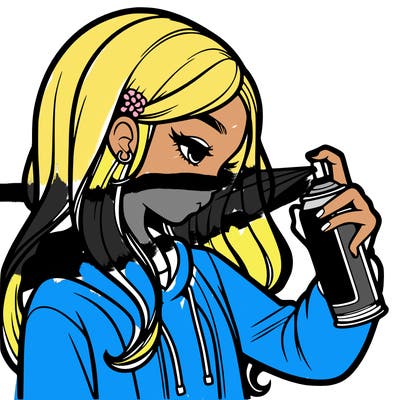 a realistic girl spray painting