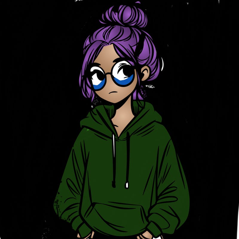 teen girl with a messy bun and glasses wearing a loose hoodie and jeans