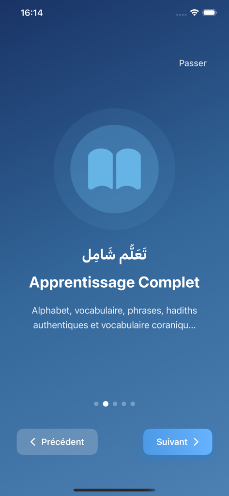 Bayan: Quranic Arabic Reader - Tela de integração para o aplicativo Bayan apresentando um currículo completo de aprendizado de árabe