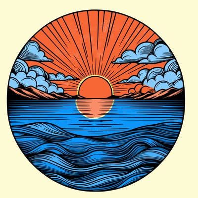realistic sunset