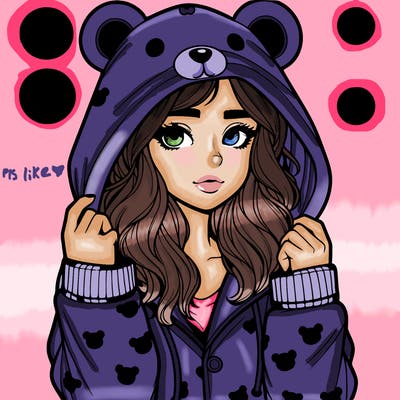 realistic girl in a animal pjs hoodie