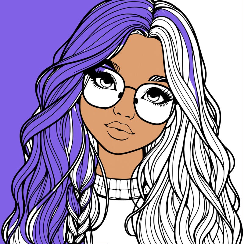 girl with long hair and freckles and glasses realistic