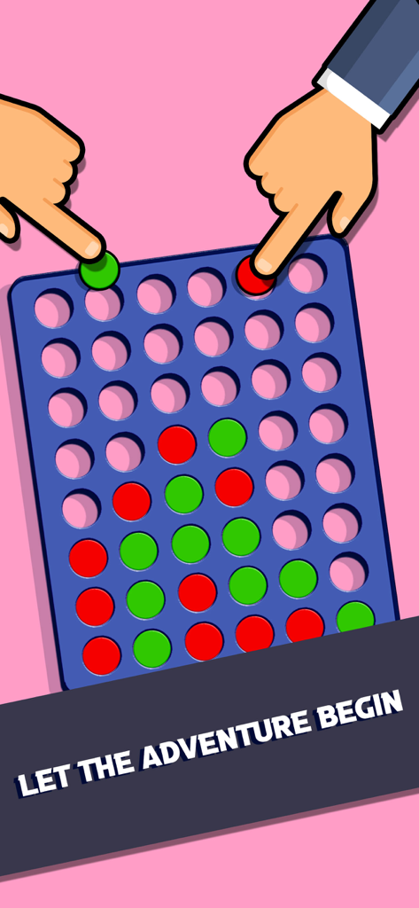 Duas pessoas jogando um minijogo connect four para 2 jogadores em uma tela compartilhada