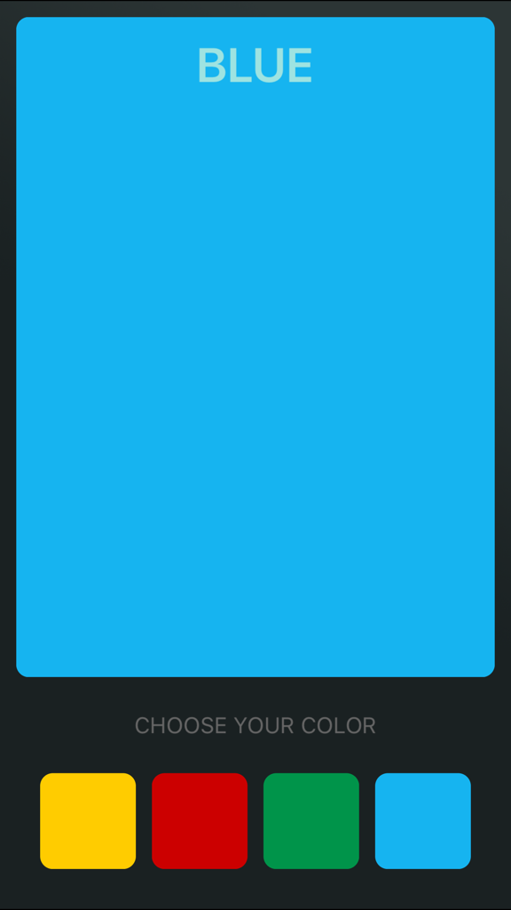 LUDO Dice app color selection screen featuring yellow red green and blue buttons