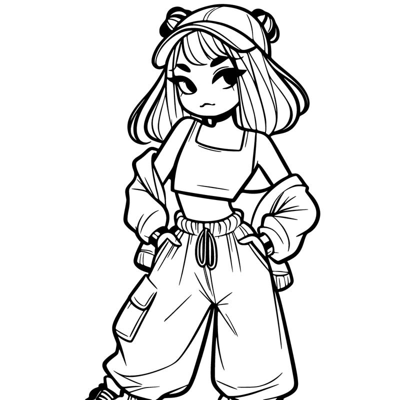 girl in crop top and baggy pants