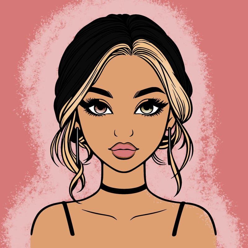 realistic girl with makeup on