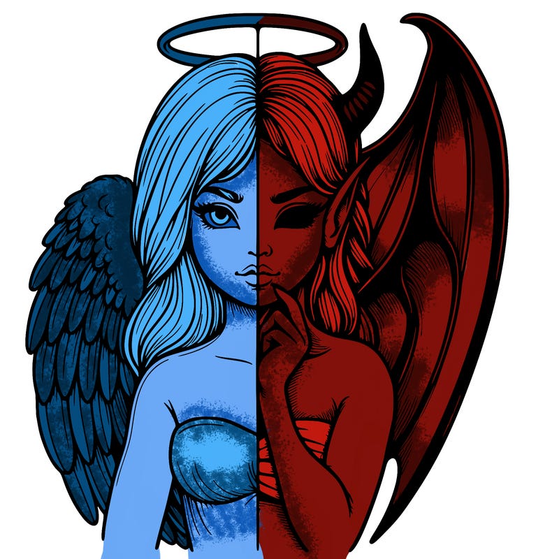 realistic angel half demon