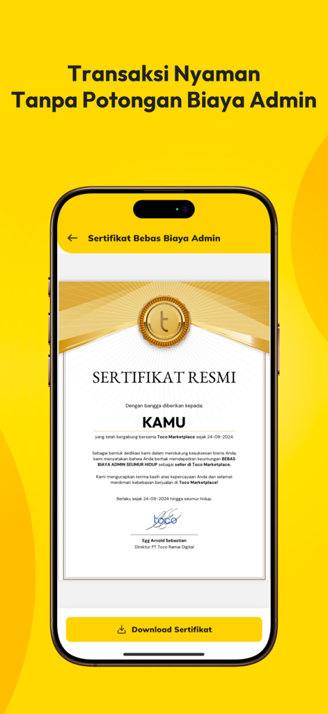 Toco - Sell and Buy - Official certificate for zero admin fees in the Toco marketplace app
