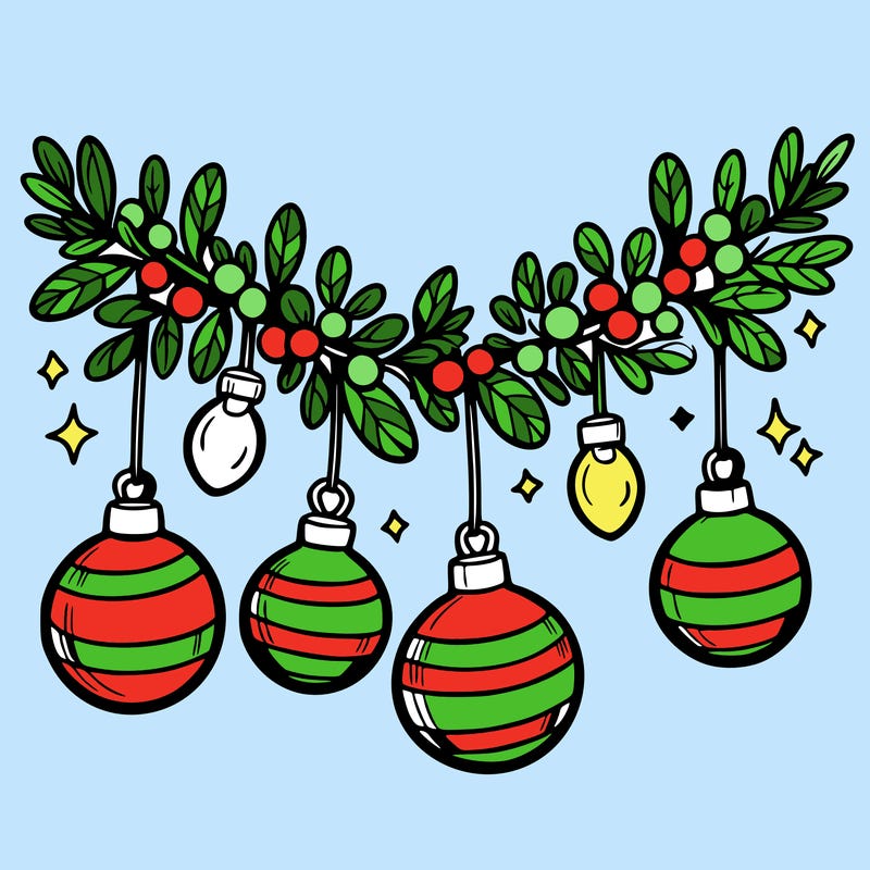 christmas garland with big bulbs