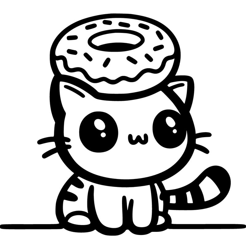 a cat with a donut on his head