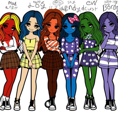 a group of girls realistic