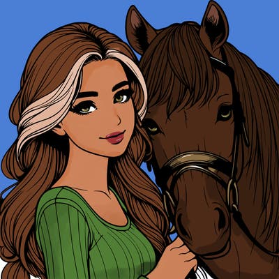 realistic girl with horse