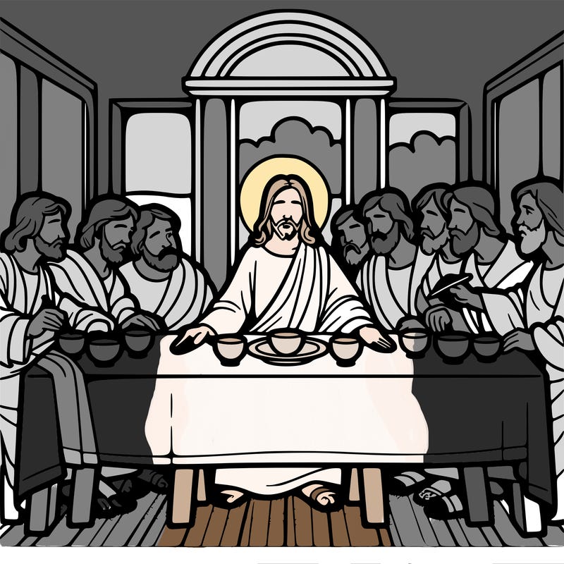 jesus shares the last supper with twelve apostles