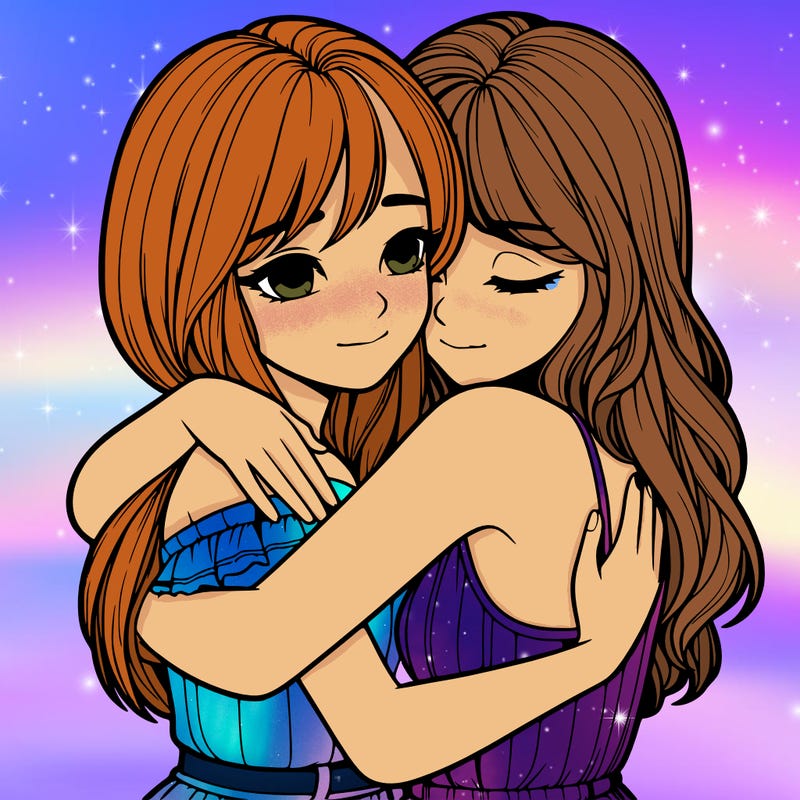 realistic girls hugging