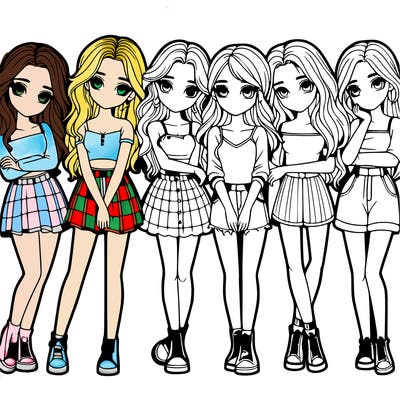 a group of girls realistic