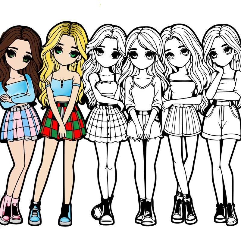 a group of girls realistic